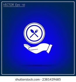 vector illustration of the sign with a spoon on the hand, a fork and a plate