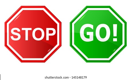 Vector illustration of sign : Stop and Go.