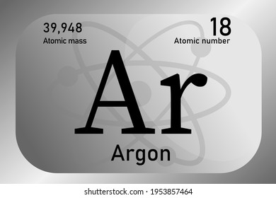 Vector illustration of a sign, symbol of the argon atom, an element of the periodic table.