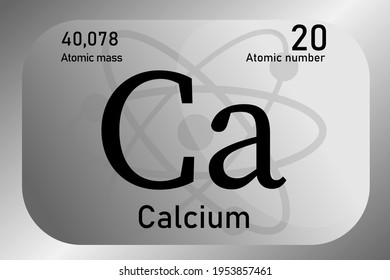 Vector illustration of a sign, symbol of the calcium atom, an element of the periodic table.
