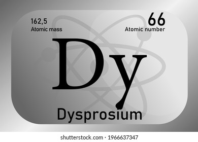 Vector illustration of a sign, symbol of the Dysprosium atom, an element of the periodic table.