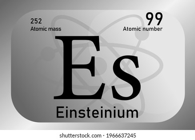 Ilustración vectorial de un signo, símbolo del átomo del einsteinio, un elemento de la tabla periódica.