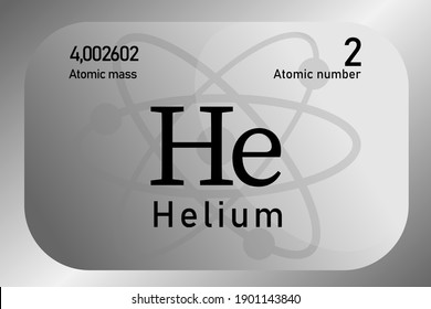 Vector illustration of a sign, symbol of the helium atom, an element of the periodic table.