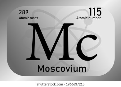 Vector illustration of a sign, symbol of the Moscovium  atom, an element of the periodic table.