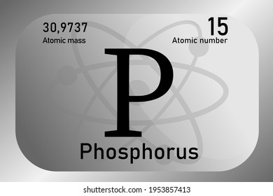 Vector illustration of a sign, symbol of the phosphorus atom, an element of the periodic table.