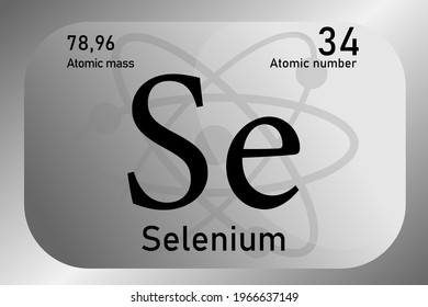 Ilustración vectorial de un signo, símbolo del átomo Selenium, un elemento de la tabla periódica.