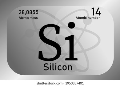 Vector Illustration Of A Sign, Symbol Of The Silicon Atom, An Element Of The Periodic Table.