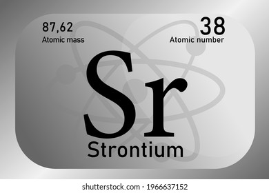 Vector illustration of a sign, symbol of the Strontium atom, an element of the periodic table.