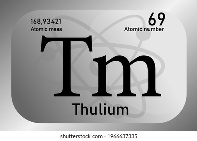 Vector illustration of a sign, symbol of the Thulium atom, an element of the periodic table.