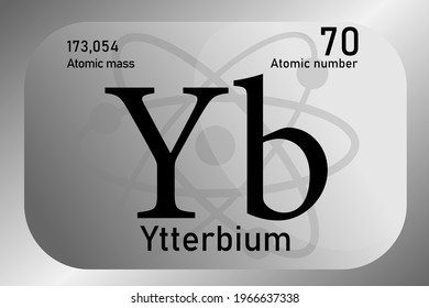 Vector illustration of a sign, symbol of the Ytterbium atom, an element of the periodic table.