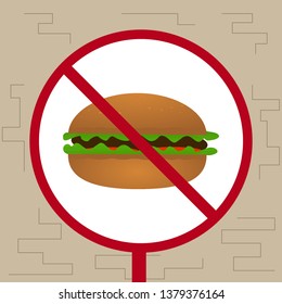 Vector illustration of sign that forbid burger