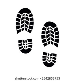 Vector Illustration Sign .Track.  shoe vector trail . footprint . track   background . black transparent sign . 