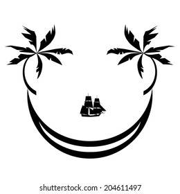 vector illustration of sign the tropic vacations as smile