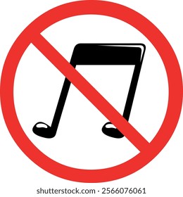 vector illustration signage of forbidden music symbol