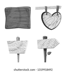 Vector illustration of signboard  and wood sign. Set of signboard  and tree   stock vector illustration.