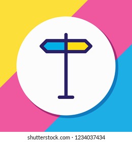 Vector illustration of signpost icon colored line. Beautiful camp element also can be used as guidepost icon element.