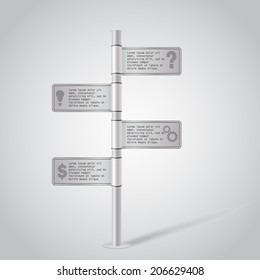 Vector Illustration of signpost Template. Isolated Banner For design, Web Site, Infographic, Business. City Information Post.