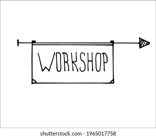Vector illustration. Signs with local establishments.