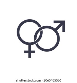 vector illustration, signs of mars and venus. intertwining symbols. dark silhouette on a white background. logo, tattoo.