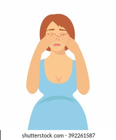 vector illustration signs of pregnancy symptoms - emotional instability