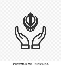 Vector illustration of Sikhism icon in dark color and transparent background(png).