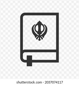 Vector illustration of sikhism religious book icon in dark color and transparent background(png).