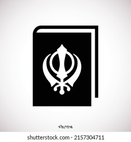 Vector illustration of sikhism religious book icon in black color and white background. 