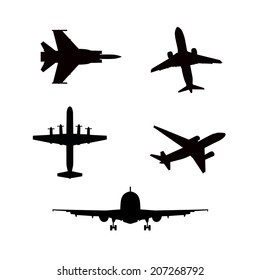 Vector illustration of silhouette of airplanes airbus or plane