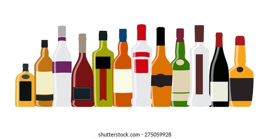 Vector Illustration Of Silhouette Alcohol Bottle EPS10