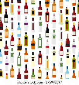 Vector Illustration of Silhouette Alcohol Bottle Seamless Pattern Background EPS10