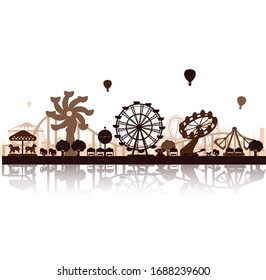 vector illustration of silhouette of amusement park