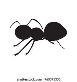 Vector illustration silhouette of ant on white background isolated and side view profile. Illustrated vector.