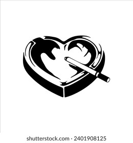 vector illustration of the silhouette of an ashtray with cigarettes