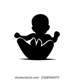 Vector illustration. Silhouette of a baby. sticker template.
