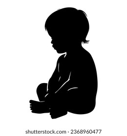 Vector illustration. Silhouette of a baby. sticker template.