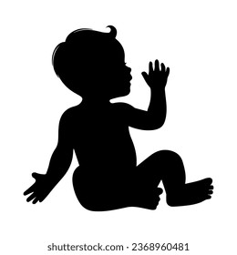 Vector illustration. Silhouette of a baby. sticker template.