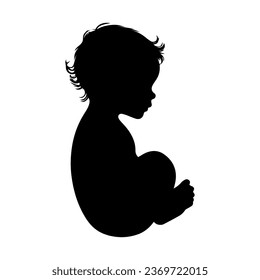 Vector illustration. Silhouette of a baby. sticker template.