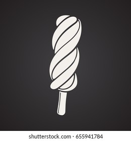 Vector illustration. Silhouette of ball of spiral Popsicle ice lolly. Decoration for menus, signboards, showcases, greeting cards, posters, wallpapers