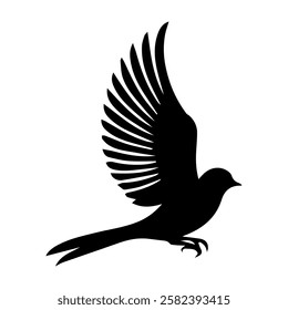 Vector illustration. Silhouette of a bird on a white background. Printable template.