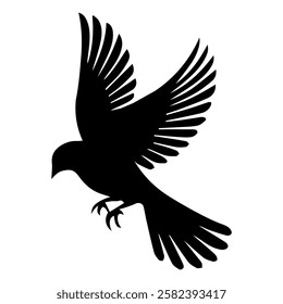 Vector illustration. Silhouette of a bird on a white background. Printable template.