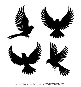 Vector illustration. Silhouette of a bird on a white background. Printable template.
