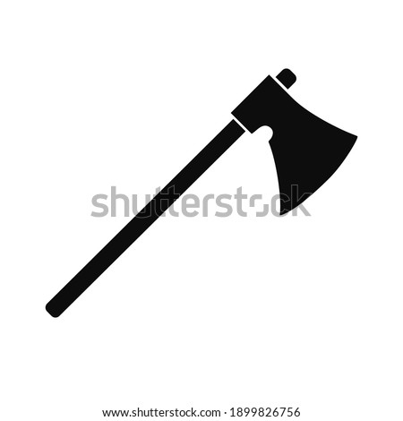 Vector illustration silhouette of a black axe (tomahawk) isolated on white background