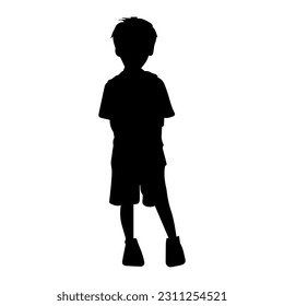 Vector illustration. Silhouette of a boy on a white background.
