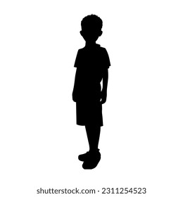 Vector illustration. Silhouette of a boy on a white background.
