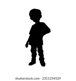 Vector illustration. Silhouette of a boy on a white background.

