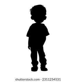 Ilustración vectorial. Silhouette de un niño de fondo blanco.

