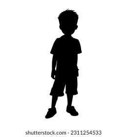 Vector illustration. Silhouette of a boy on a white background.
