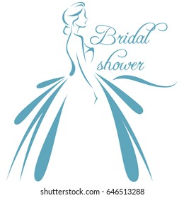 Vector illustration of a silhouette of a bride in a wedding dress/Stock vector illustration template invitation or flyer silhouette of a bride in a wedding dress