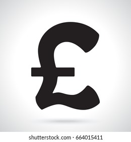 Vector illustration. Silhouette of British pound sign. The symbol of world currencies. Decoration for menus, signboards, showcases, posters, wallpapers and interfaces