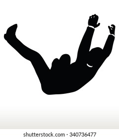 Vector illustration in silhouette of businessman falling